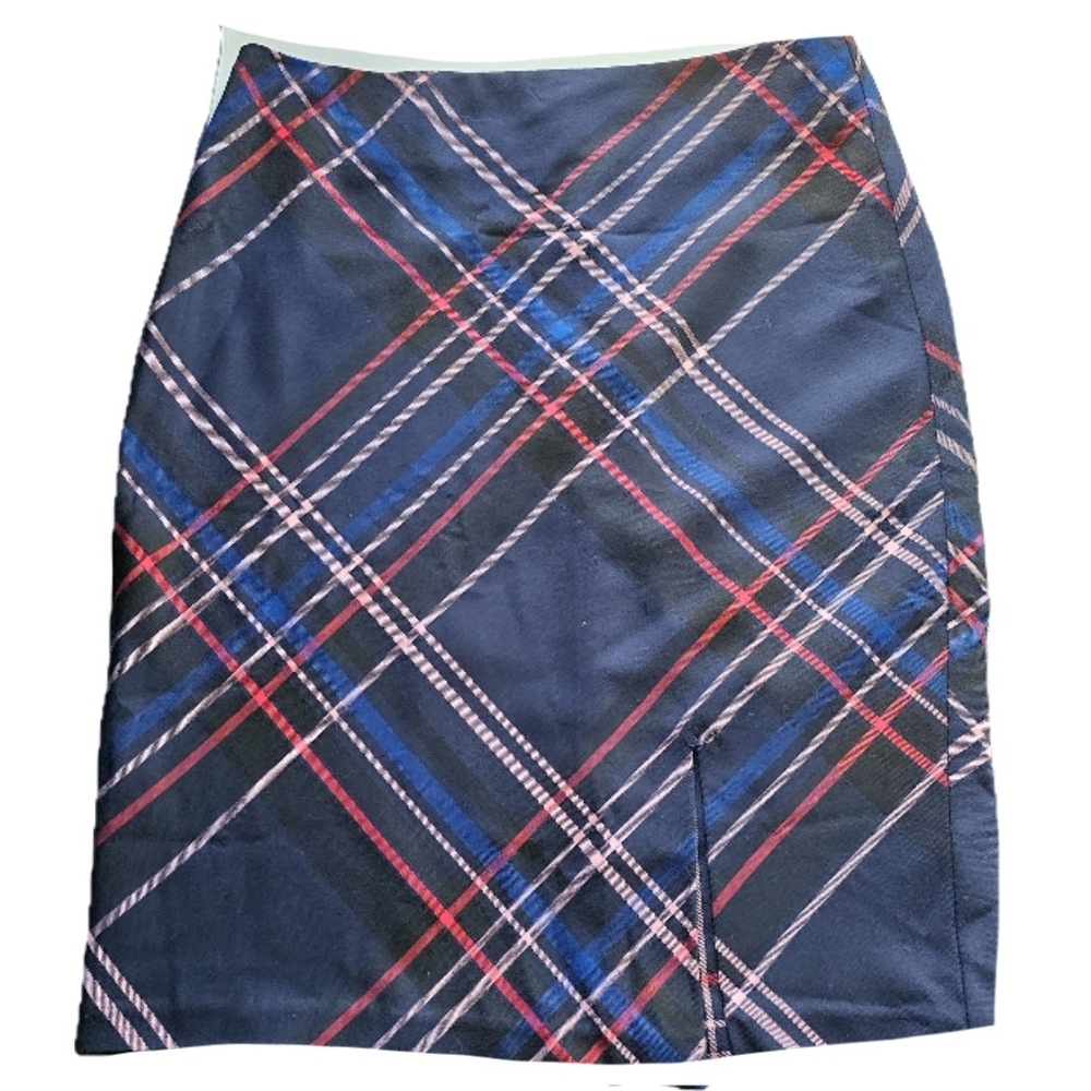 Plaid Pencil Skirt Navy / Red 7th Avenue